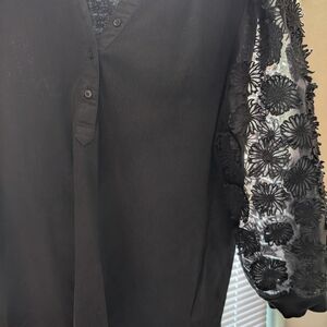 Chico's Black Lace Sleeve Blouse